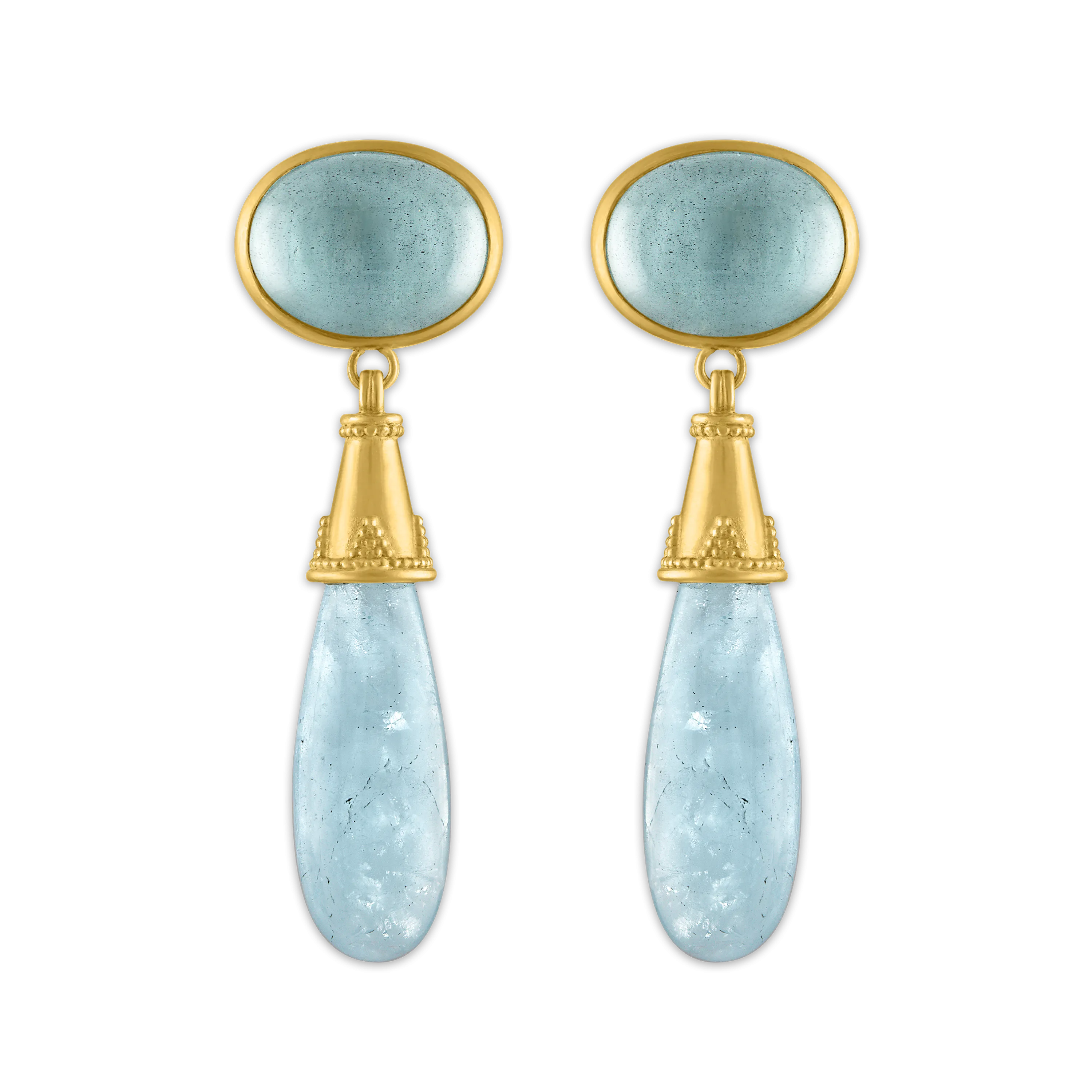 Aquamarine Granulated Amphora Earrings