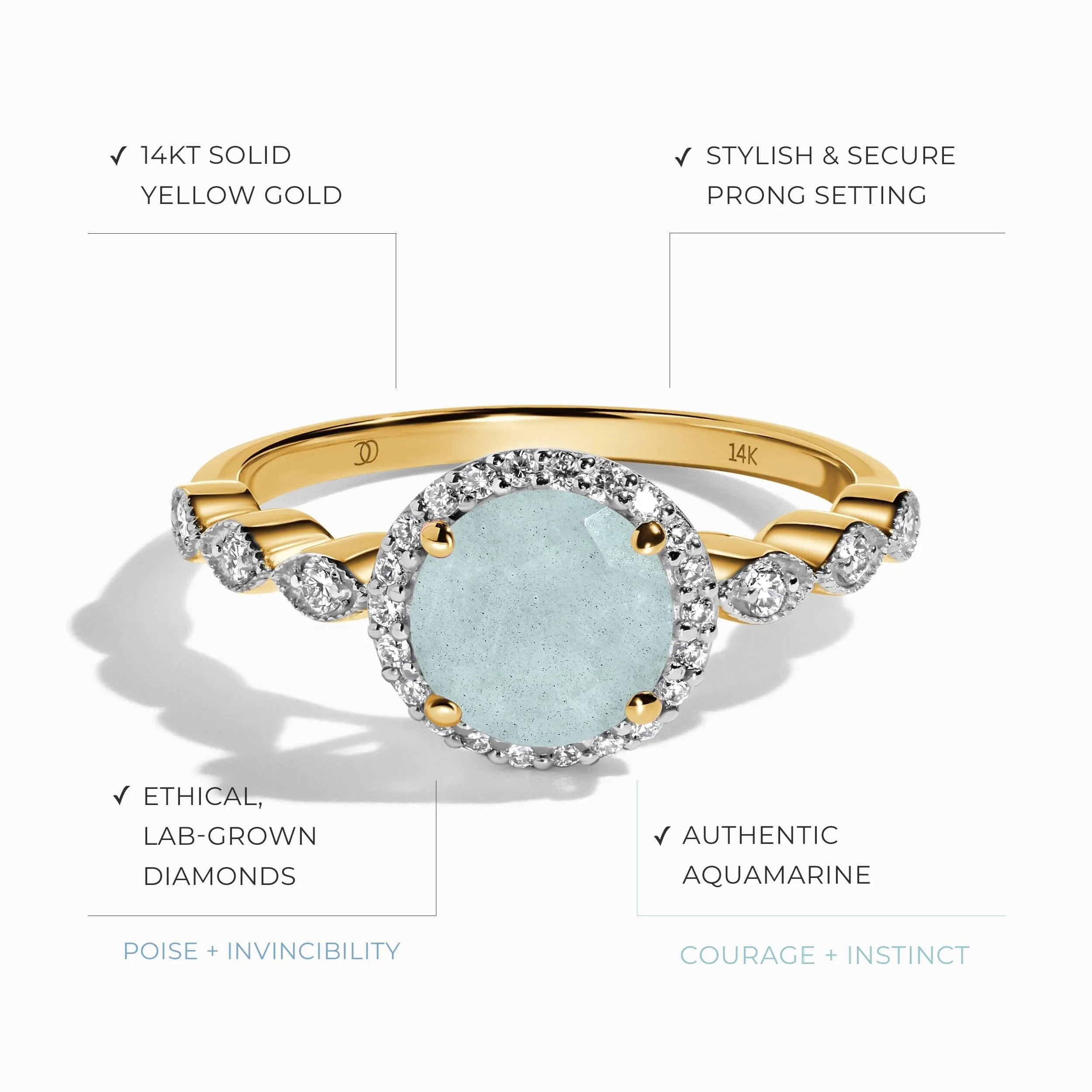 Aquamarine Lab Diamond Ring - Soulmate