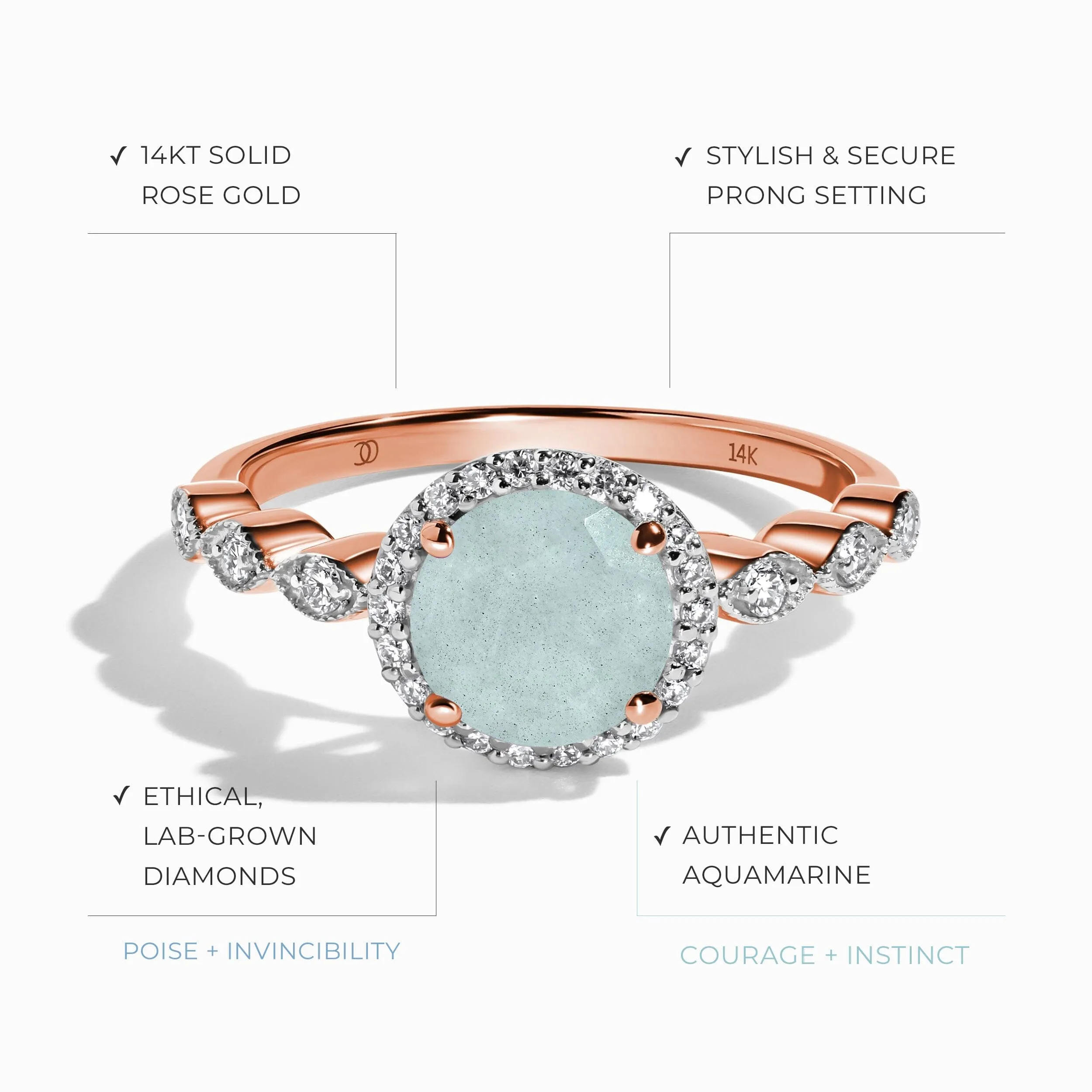 Aquamarine Lab Diamond Ring - Soulmate