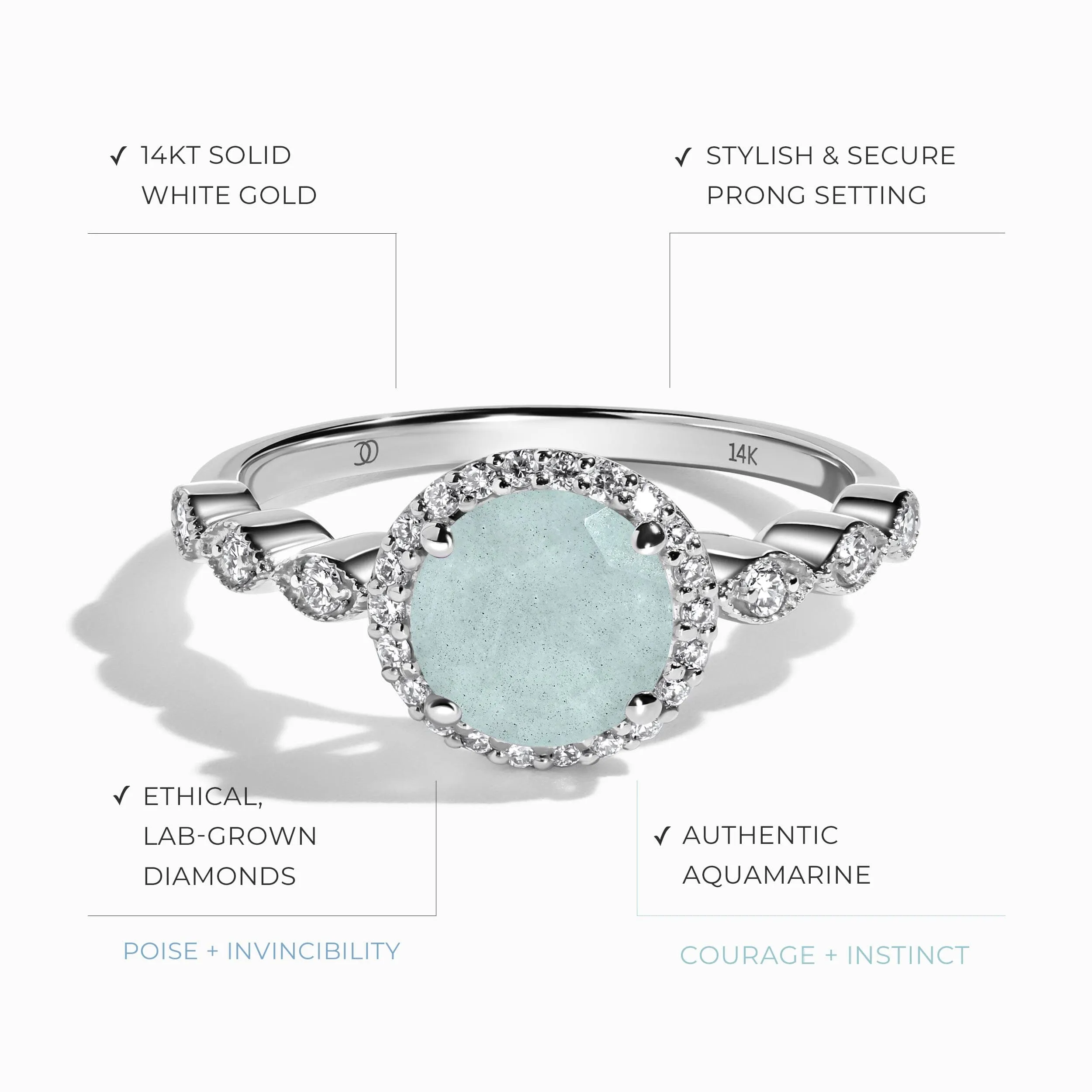 Aquamarine Lab Diamond Ring - Soulmate