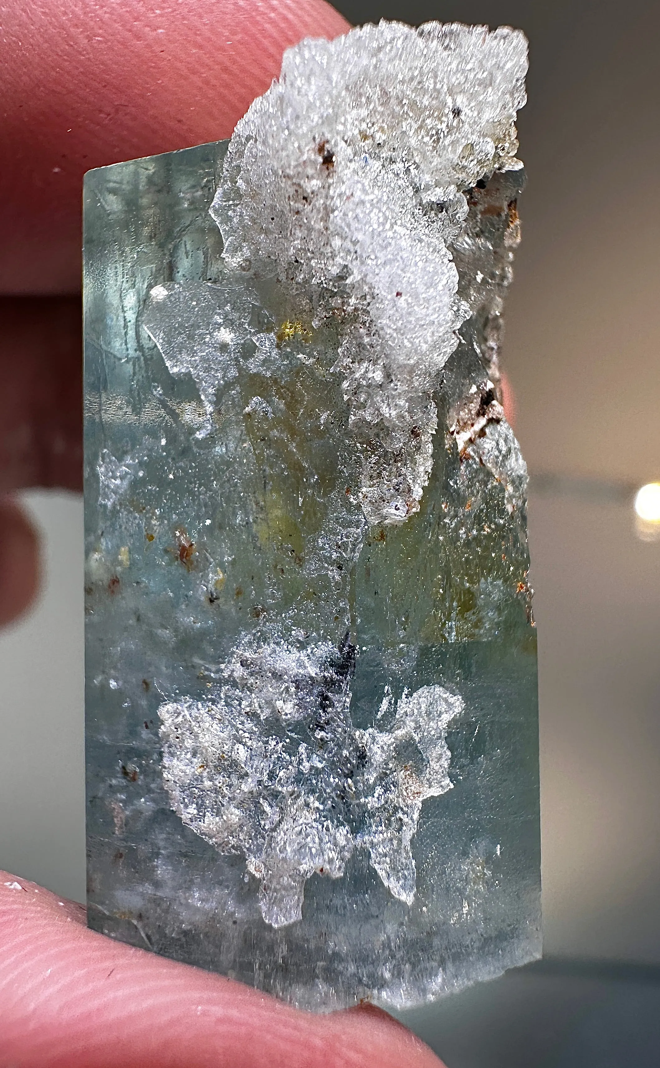 AQUAMARINE SPECIMEN WITH HYALITE 22g FROM ERONGO MOUNTAIN, ERONGO REGION, NAMIBIA, ERONGO AQUAMARINE CRYSTAL, CRYSTAL HEALING