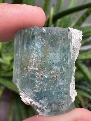 AQUAMARINE SPECIMEN WITH HYALITE 22g FROM ERONGO MOUNTAIN, ERONGO REGION, NAMIBIA, ERONGO AQUAMARINE CRYSTAL, CRYSTAL HEALING