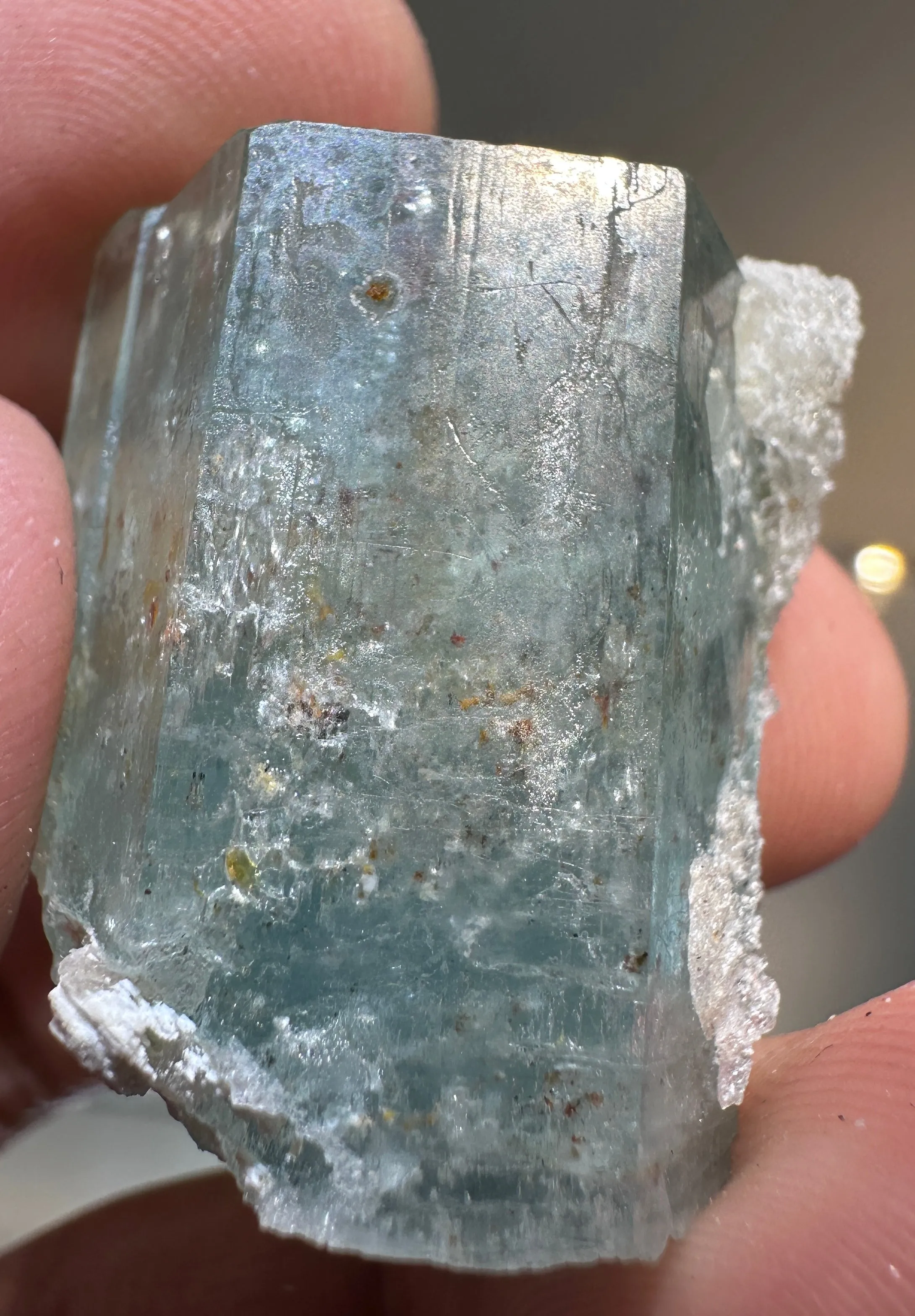 AQUAMARINE SPECIMEN WITH HYALITE 22g FROM ERONGO MOUNTAIN, ERONGO REGION, NAMIBIA, ERONGO AQUAMARINE CRYSTAL, CRYSTAL HEALING