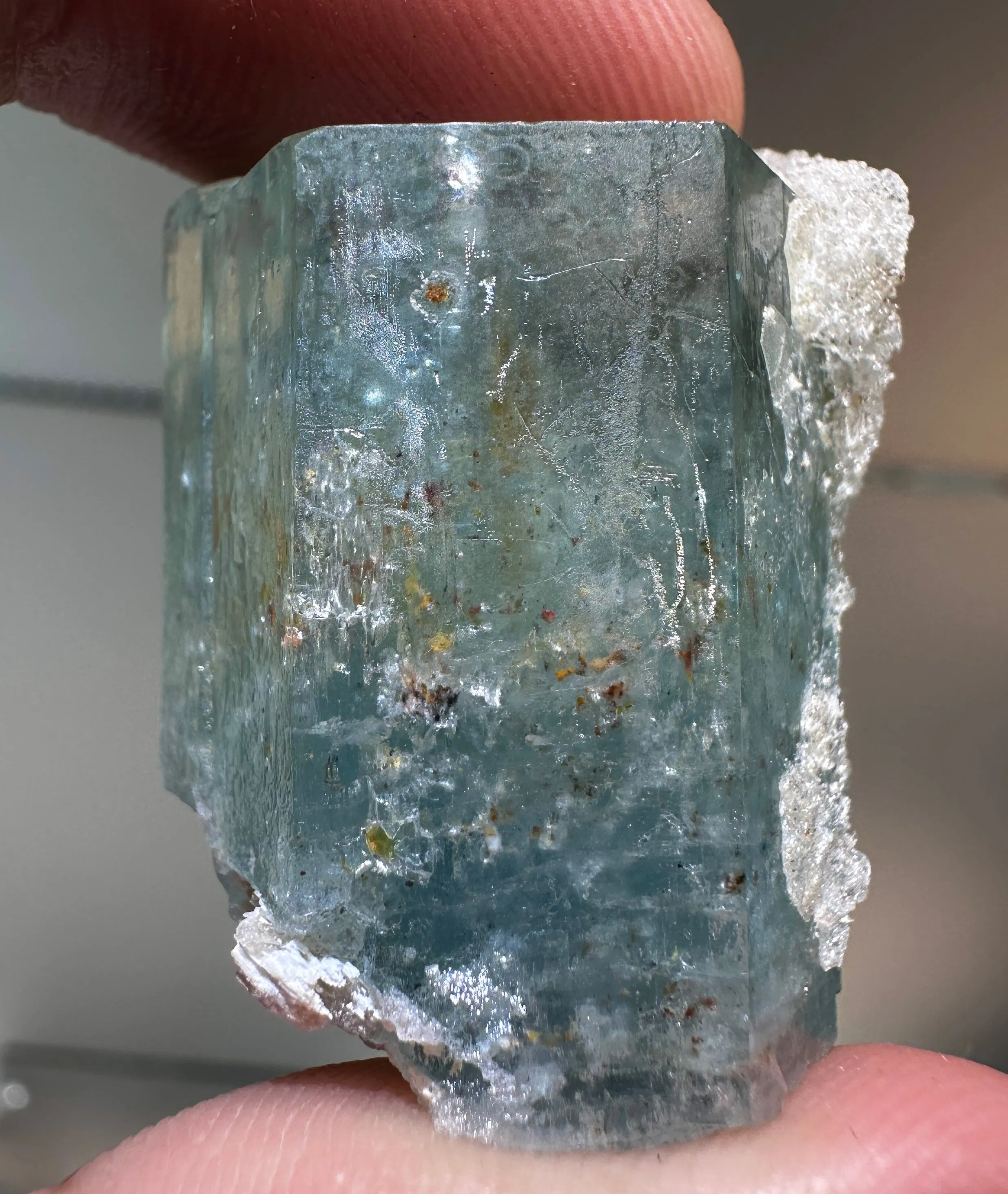 AQUAMARINE SPECIMEN WITH HYALITE 22g FROM ERONGO MOUNTAIN, ERONGO REGION, NAMIBIA, ERONGO AQUAMARINE CRYSTAL, CRYSTAL HEALING