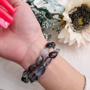 Aquamarine with Flashy Biotite (Gem Grade) Nugget Bracelet for Gentle and Nurturing Communication