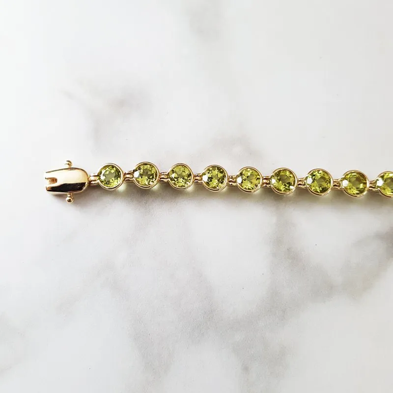 Arizona Peridot Gold Jewelry Round Peridot Bezel Set Bracelet