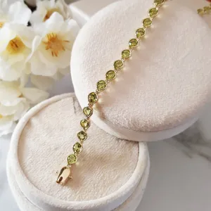 Arizona Peridot Gold Jewelry Round Peridot Bezel Set Bracelet