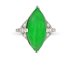 Art Deco-Period Jade Ring, 9.00 Carats
