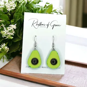 Avocado Earrings - Handmade Earrings, Handmade Jewelry, Food Earrings, Food Jewelry, Avocado Jewelry, Dangle Earrings, Guacamole