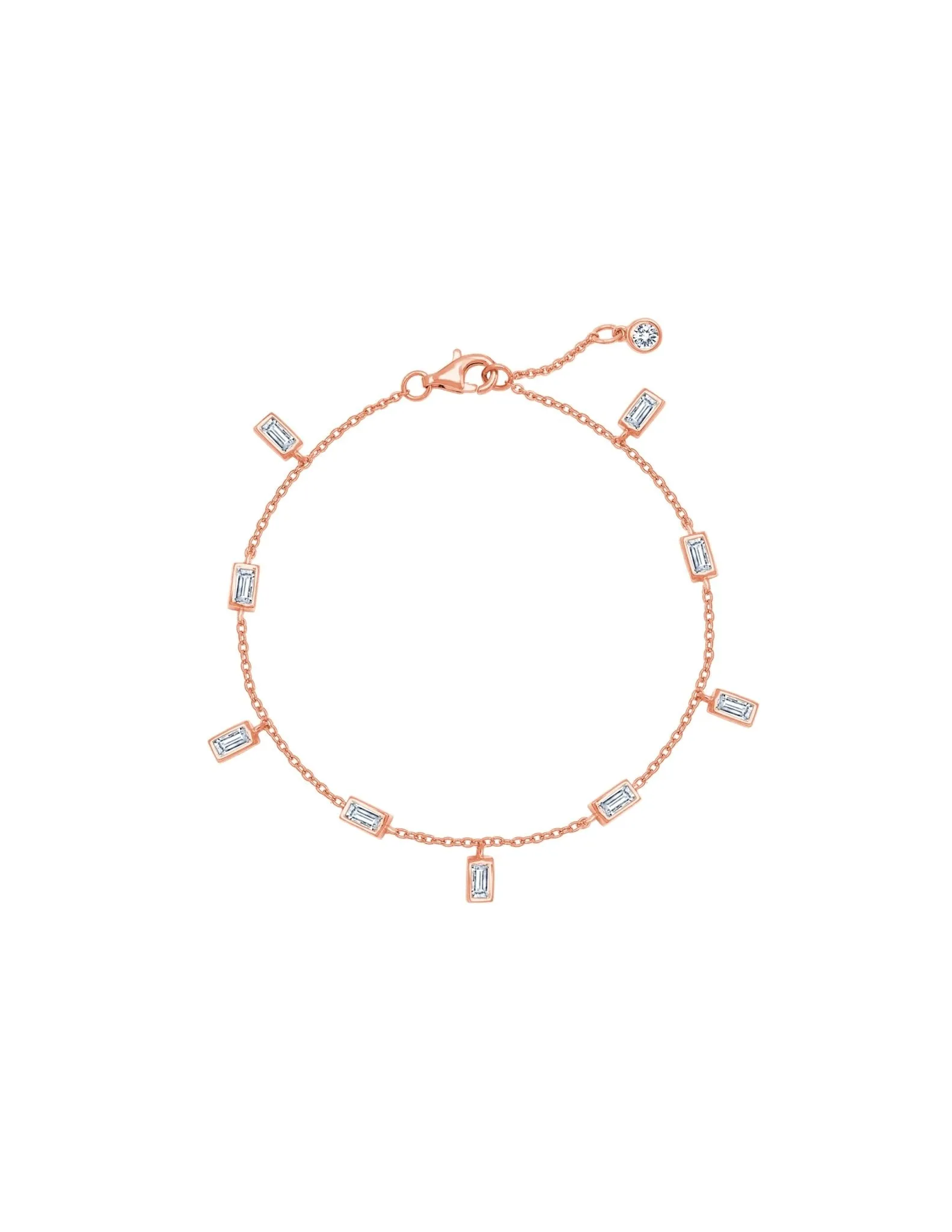 Baguette Anklet Finished in 18kt Rose Gold