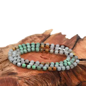 Baikalla "Multi Color Beads Necklace" Natural String Burmese Jadeite Jade Beads Necklace