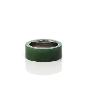 Baikalla™ "Signature Signet" Stainless Steel Real Green Nephrite Jade Classic Men's Band