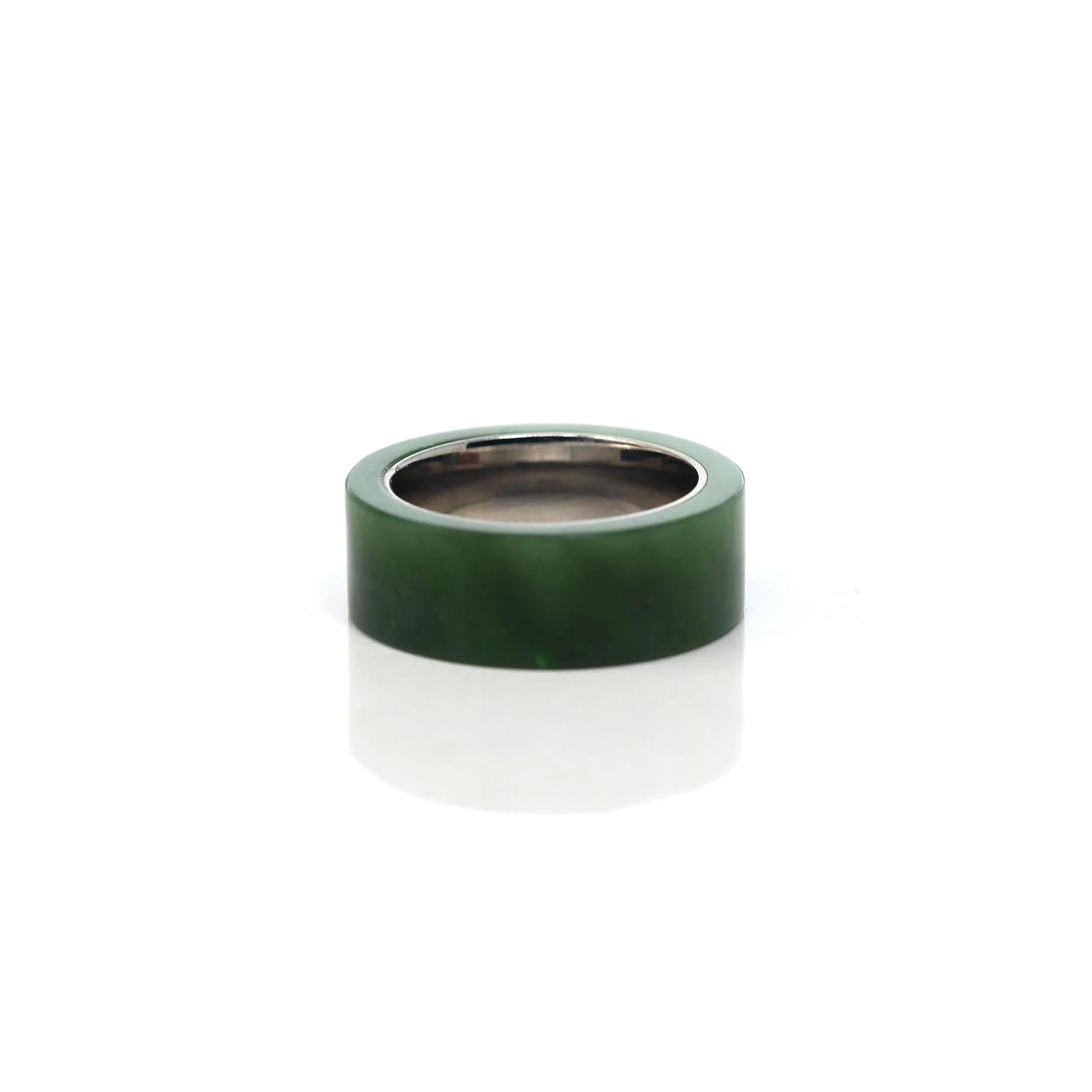 Baikalla™ "Signature Signet" Stainless Steel Real Green Nephrite Jade Classic Men's Band