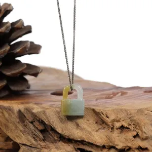Baikalla Yellow and Ice Jadeite Jade Lock Necklace Pendant