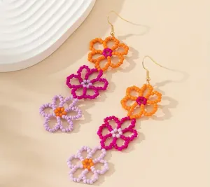 Beaded Floral Dangle Earrings