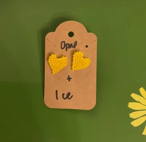 Beaded Heart Studs (yellow)