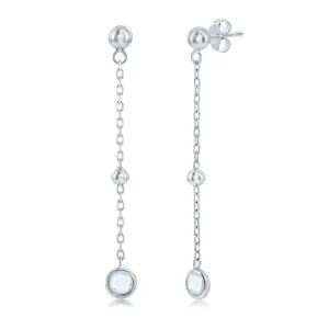Bezel Set Cubic Zirconia Dangle Earrings