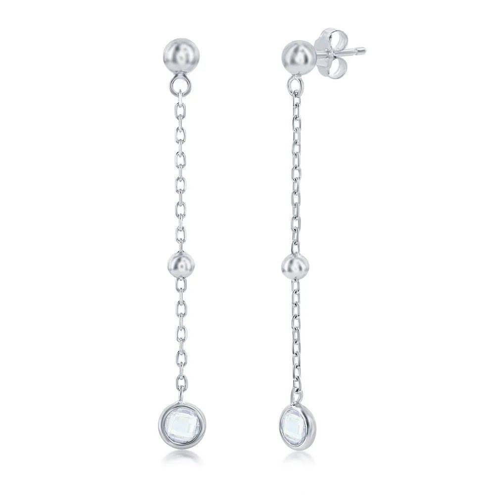 Bezel Set Cubic Zirconia Dangle Earrings