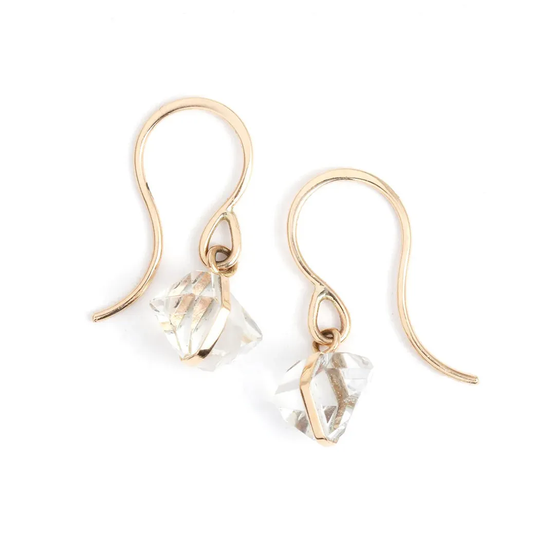Bezel-Wrapped Herkimer Diamond Drop Earrings