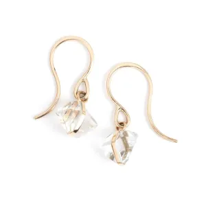 Bezel-Wrapped Herkimer Diamond Drop Earrings