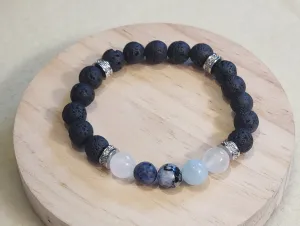 Bracelet with Moonstone, Sapphire, Aquamarine, Selenite, and Lava stones