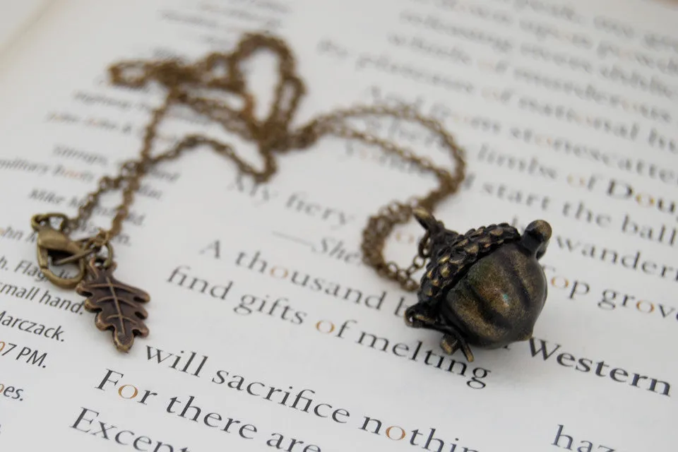 Brass Acorn Locket | Fall Acorn Necklace | Nature Jewelry | Woodland Acorn Locket