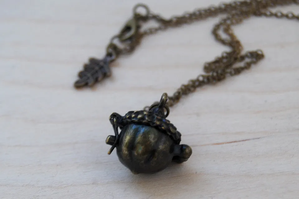 Brass Acorn Locket | Fall Acorn Necklace | Nature Jewelry | Woodland Acorn Locket