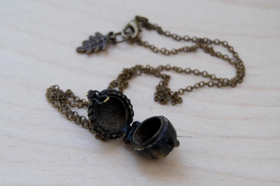 Brass Acorn Locket | Fall Acorn Necklace | Nature Jewelry | Woodland Acorn Locket