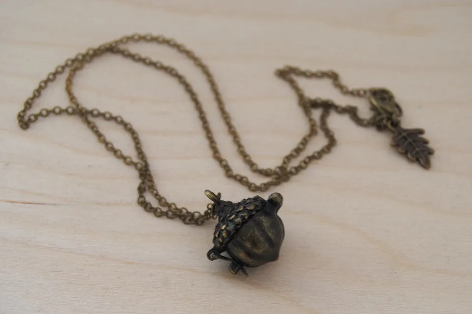 Brass Acorn Locket | Fall Acorn Necklace | Nature Jewelry | Woodland Acorn Locket