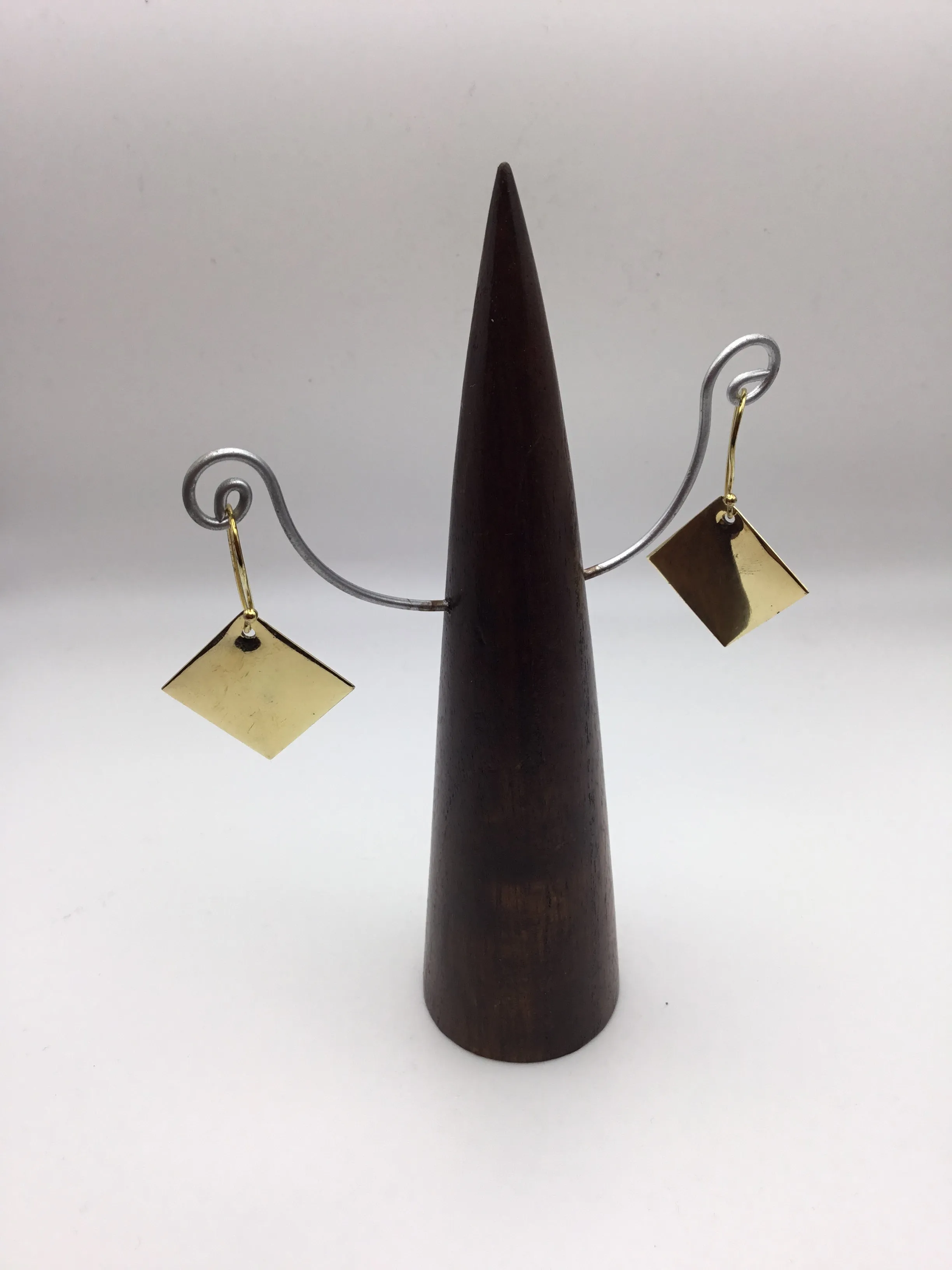 Brass diamond shaped earrings