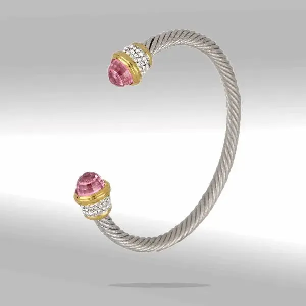 Briolette Collection - Wire Cuff Bracelet with Pavé