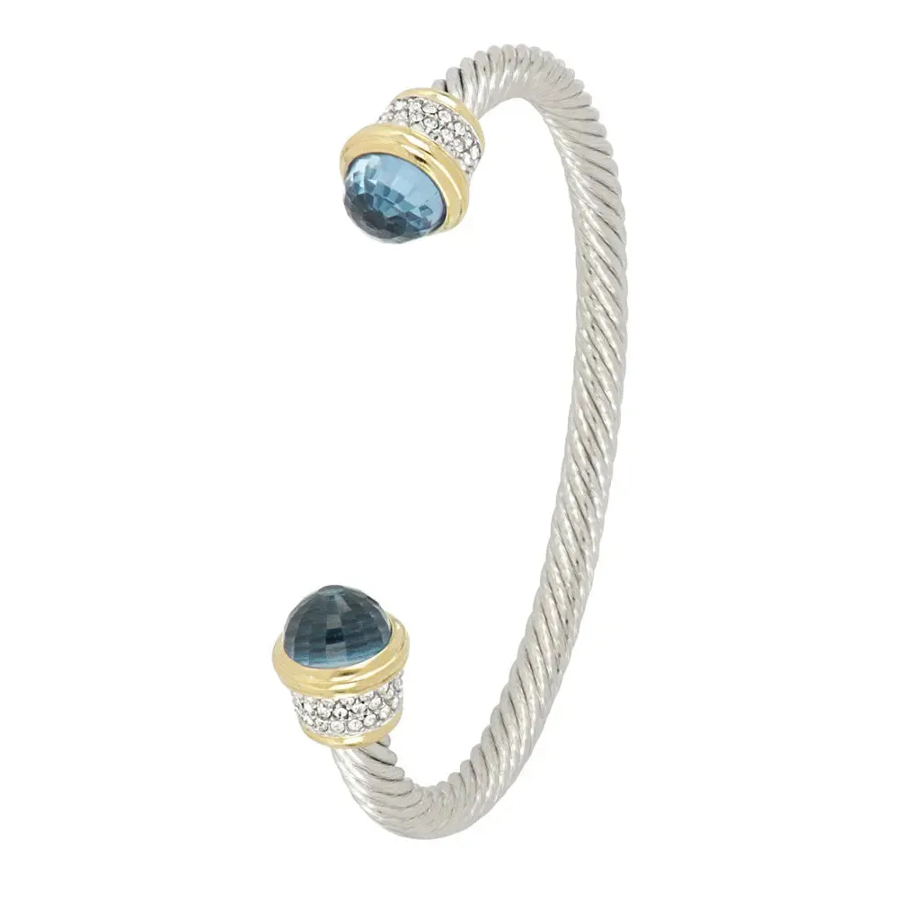 Briolette Collection - Wire Cuff Bracelet with Pavé
