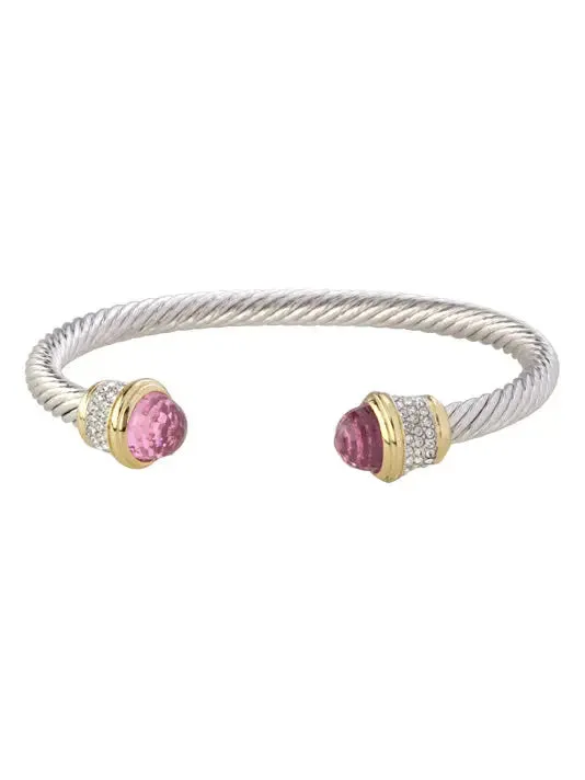 Briolette Collection - Wire Cuff Bracelet with Pavé
