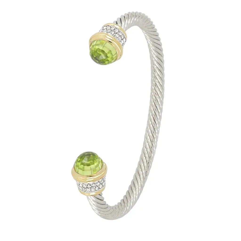 Briolette Collection - Wire Cuff Bracelet with Pavé
