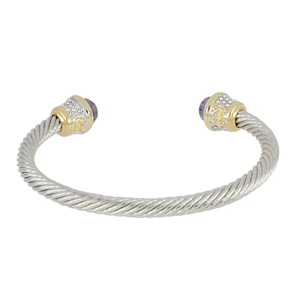 Briolette Collection - Wire Cuff Bracelet with Pavé