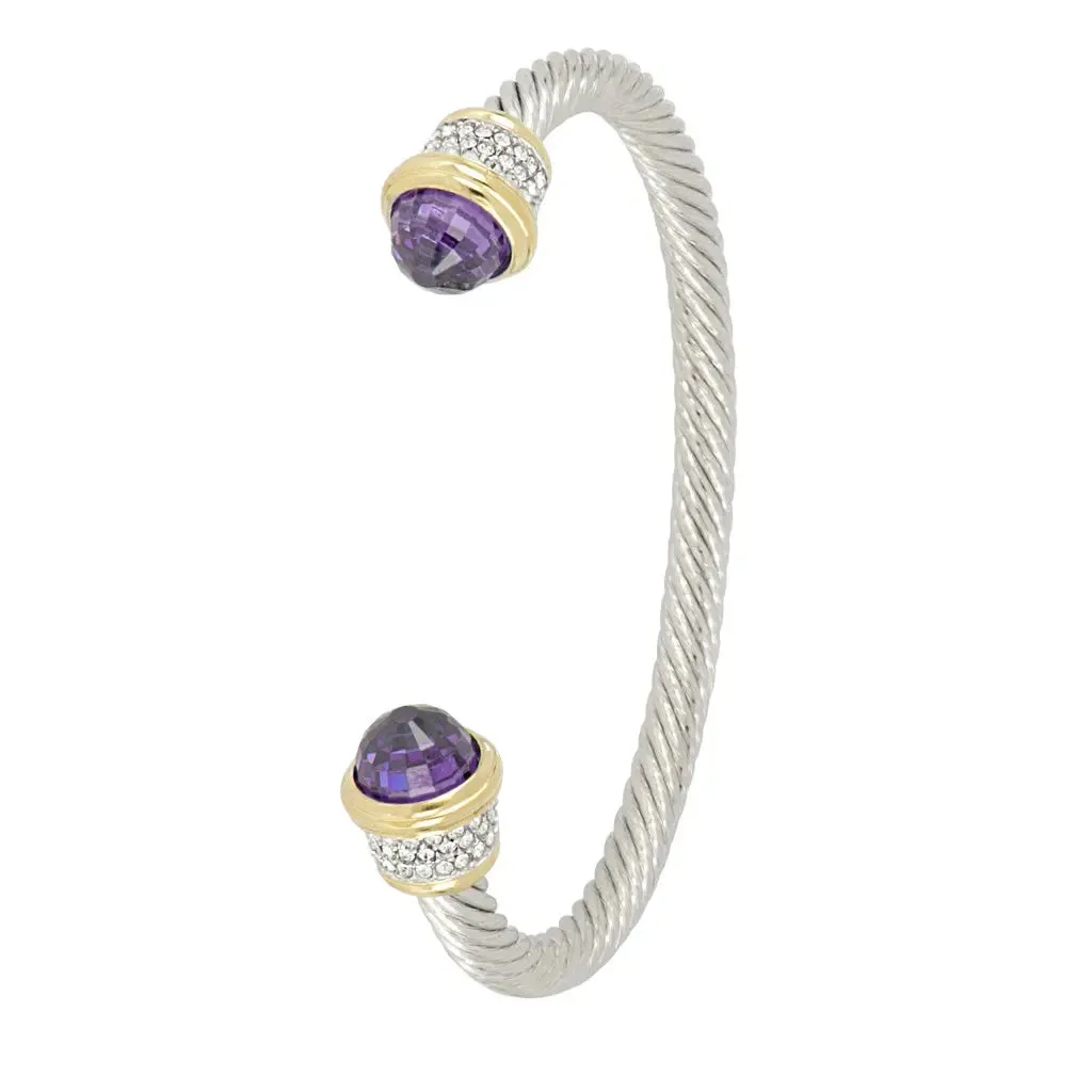 Briolette Collection - Wire Cuff Bracelet with Pavé