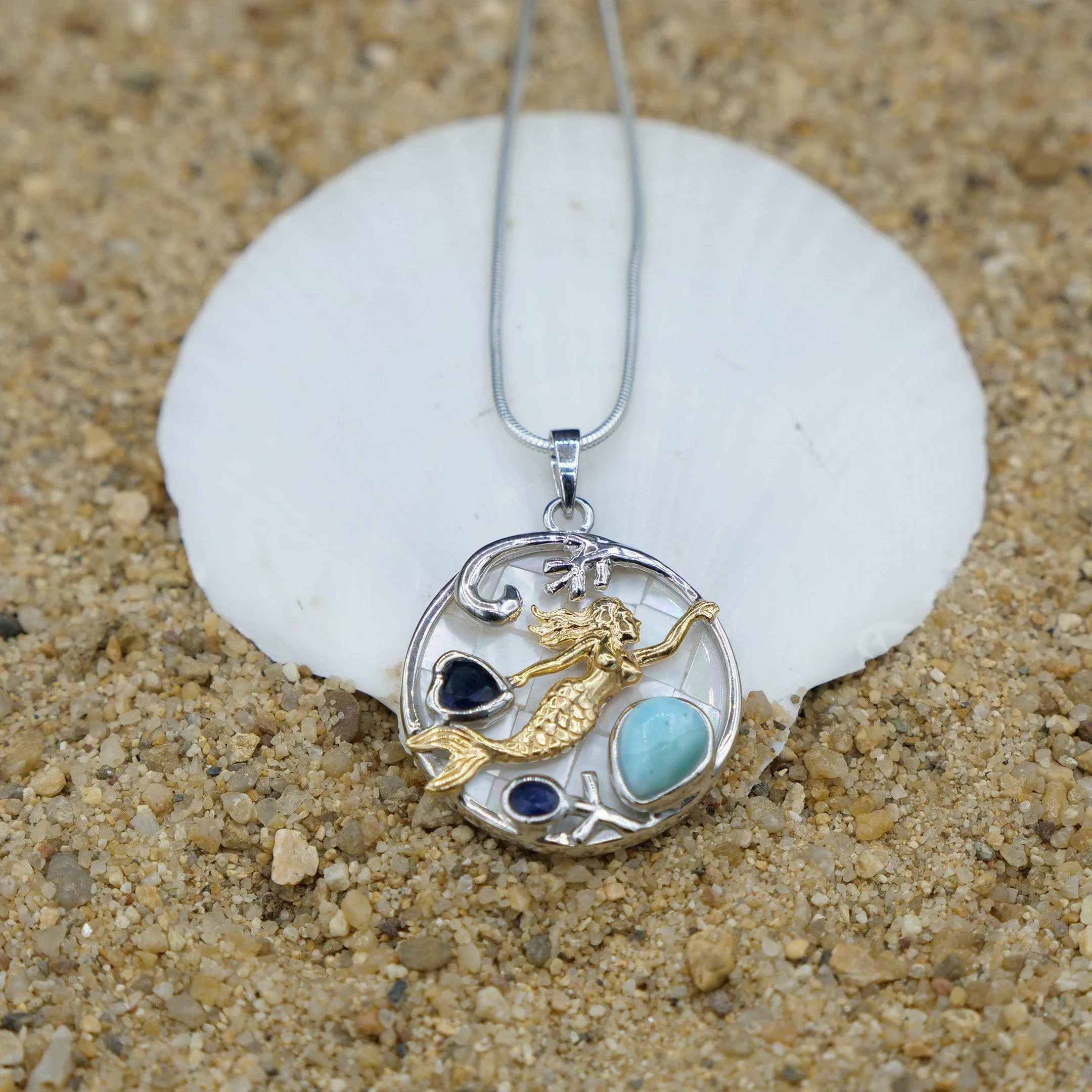 Caribbean Larimar Mermaid Necklace - Miami