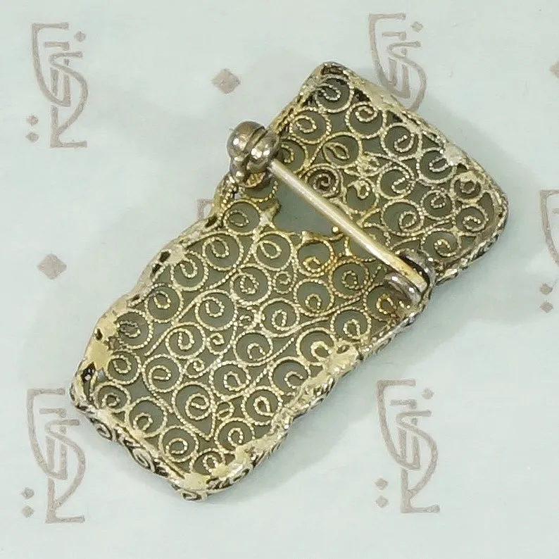 Carved Celadon Jade Brooch