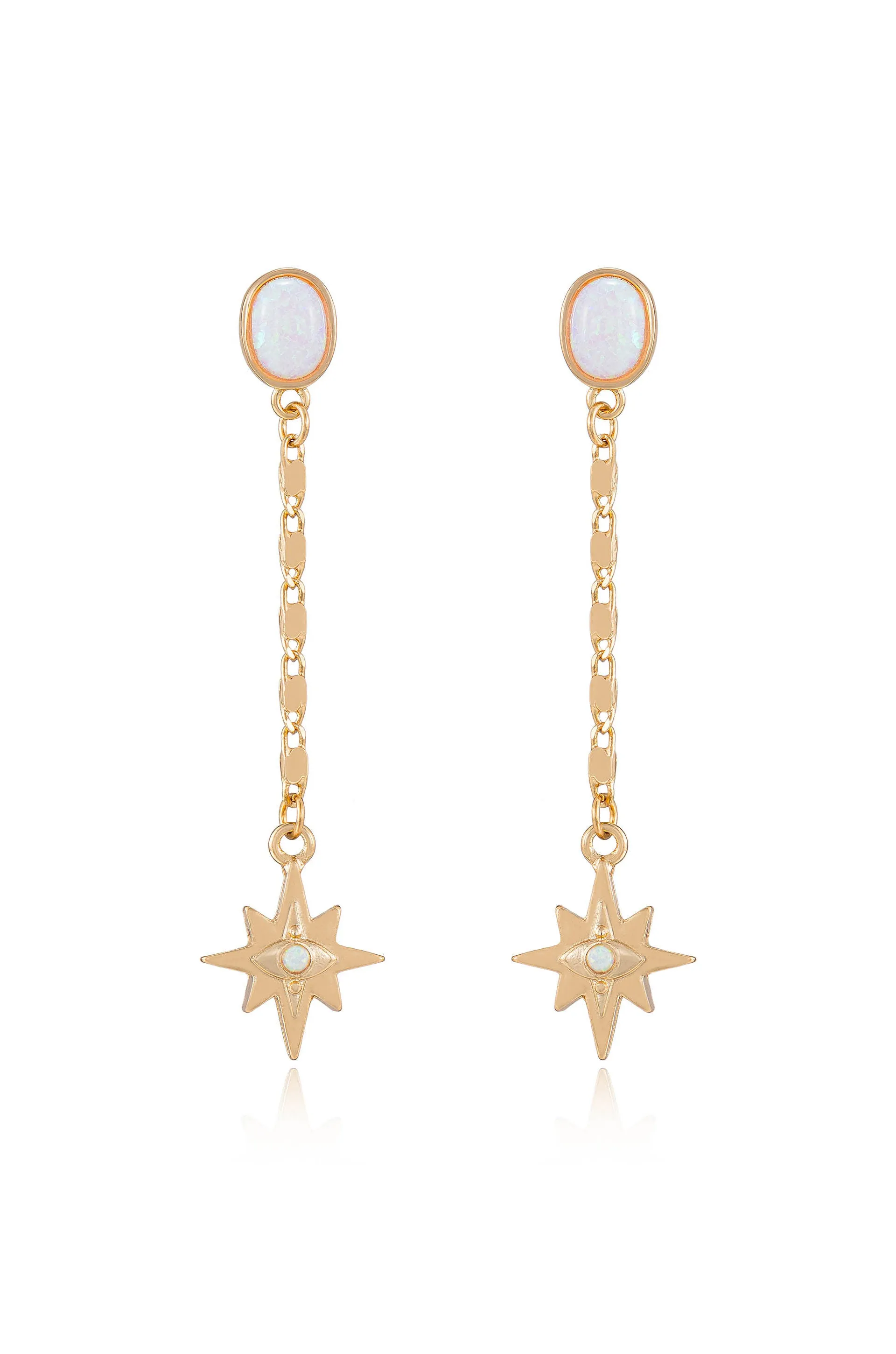 Celestial Opal Star Drop Earrings