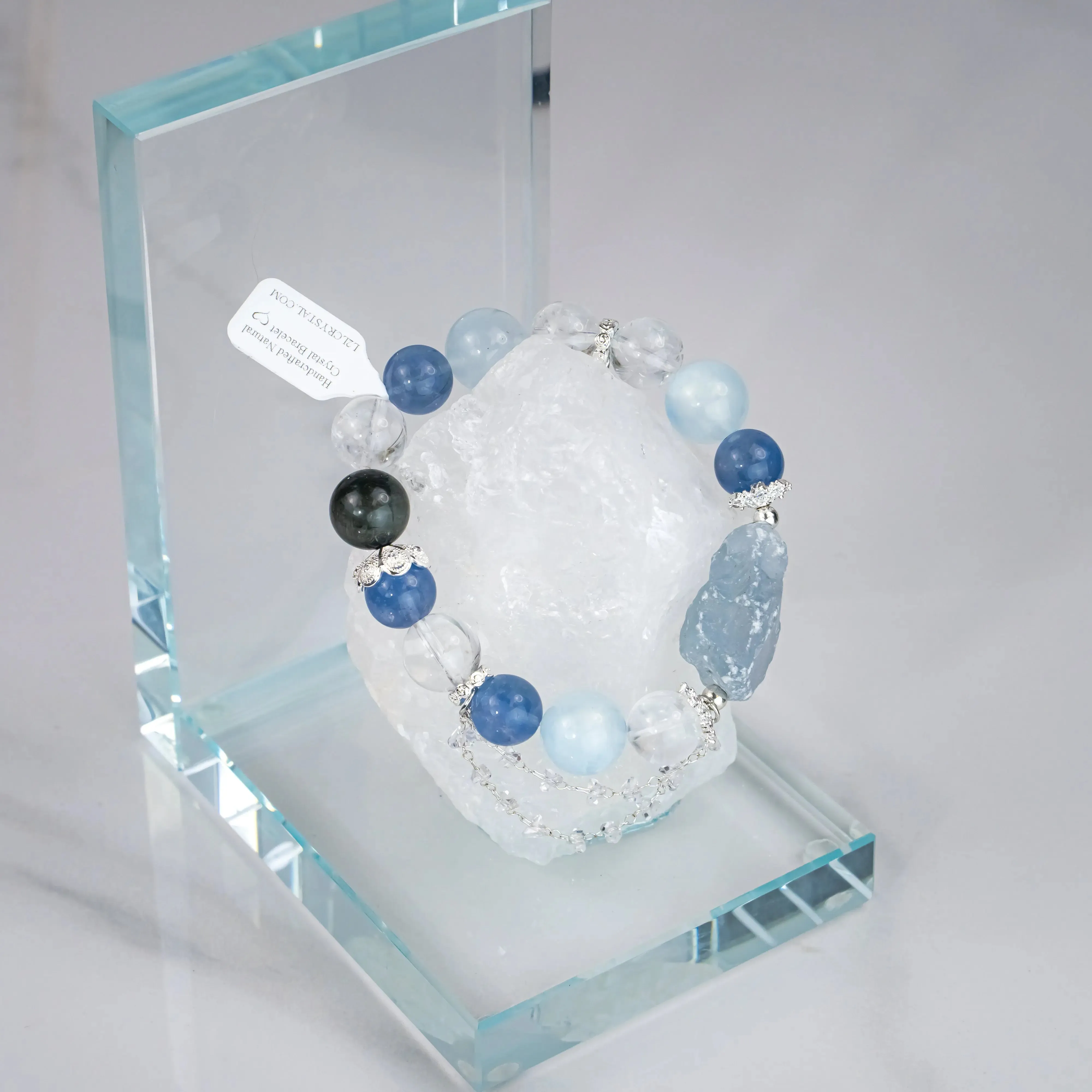 Celestite Fluorite Aquamarine Bracelet