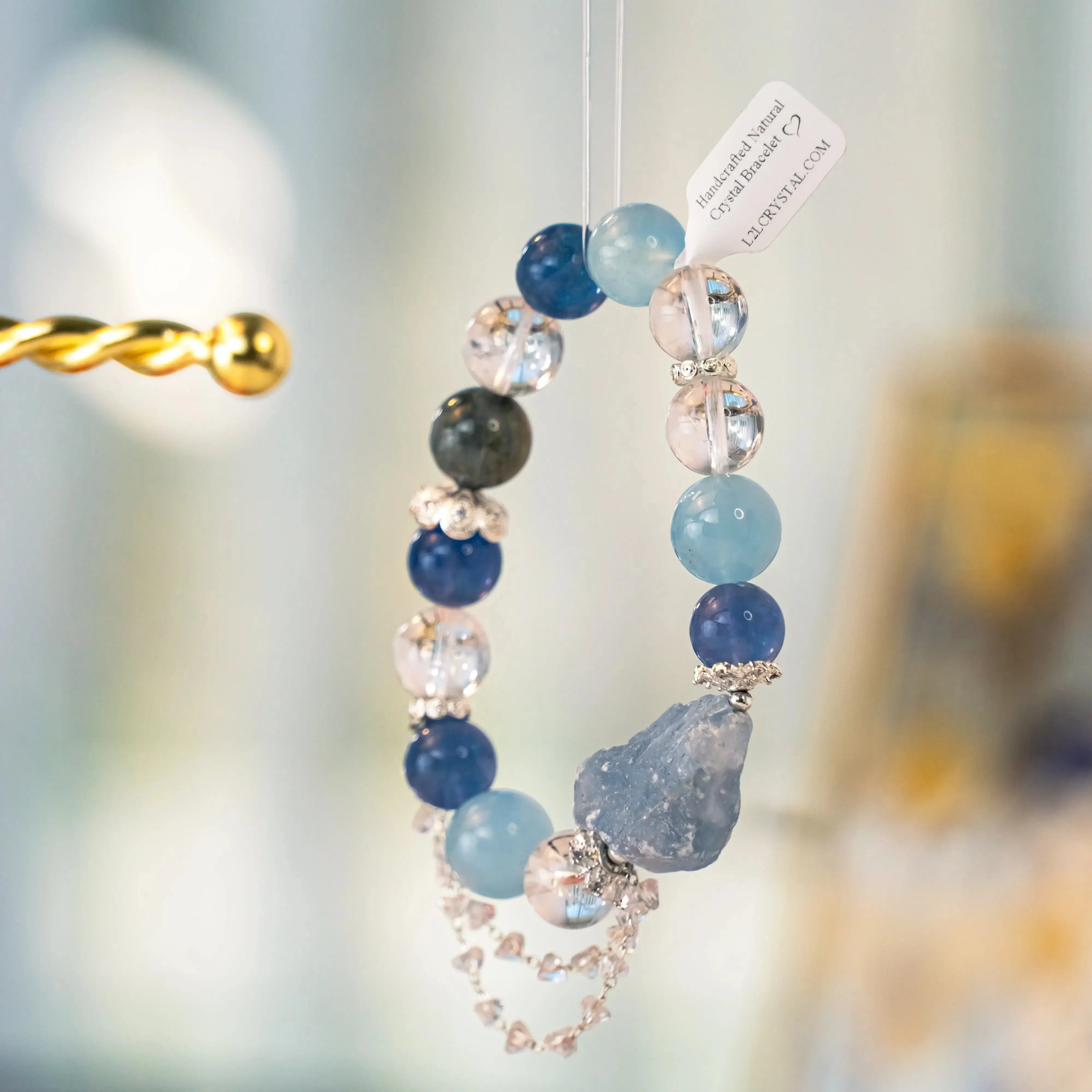 Celestite Fluorite Aquamarine Bracelet