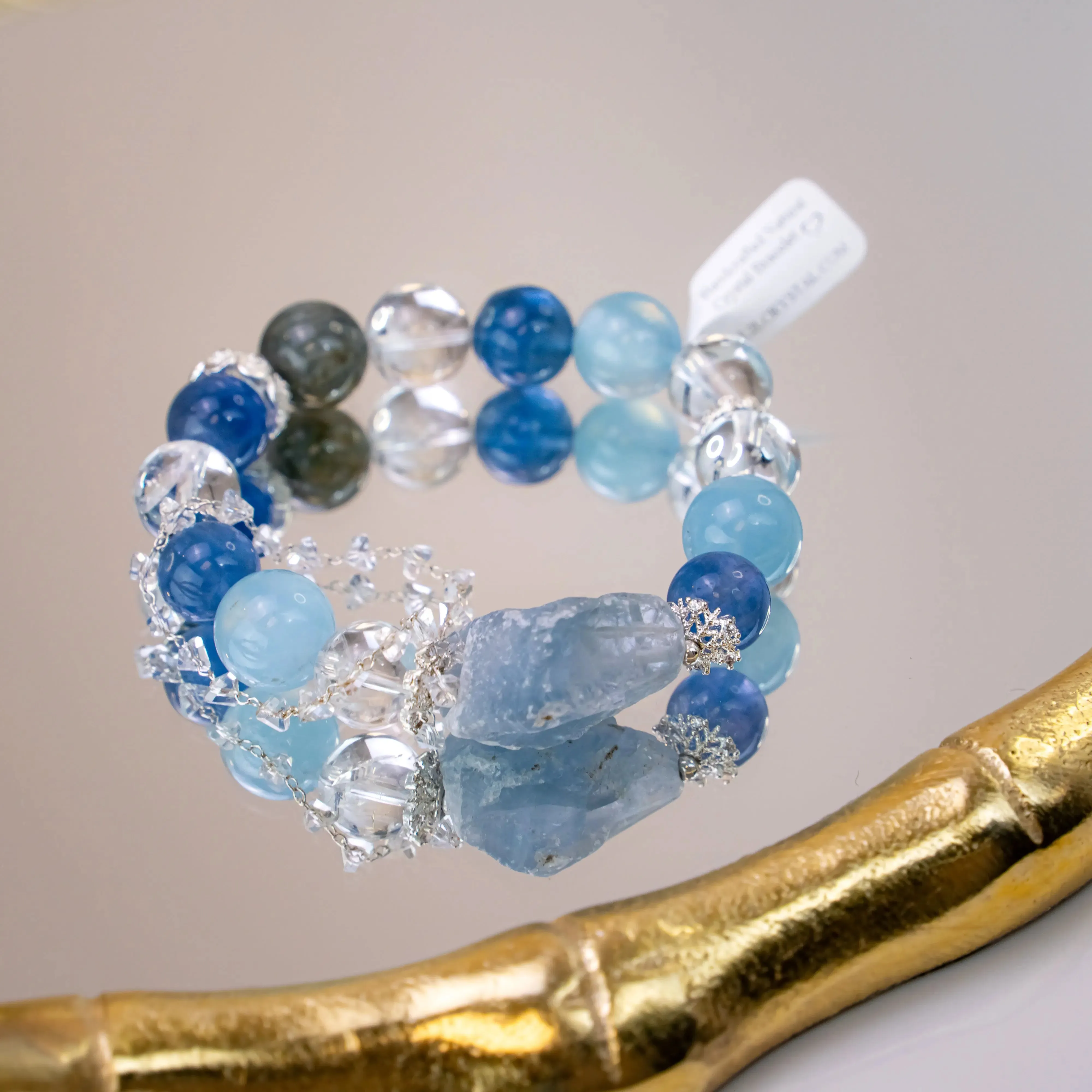 Celestite Fluorite Aquamarine Bracelet