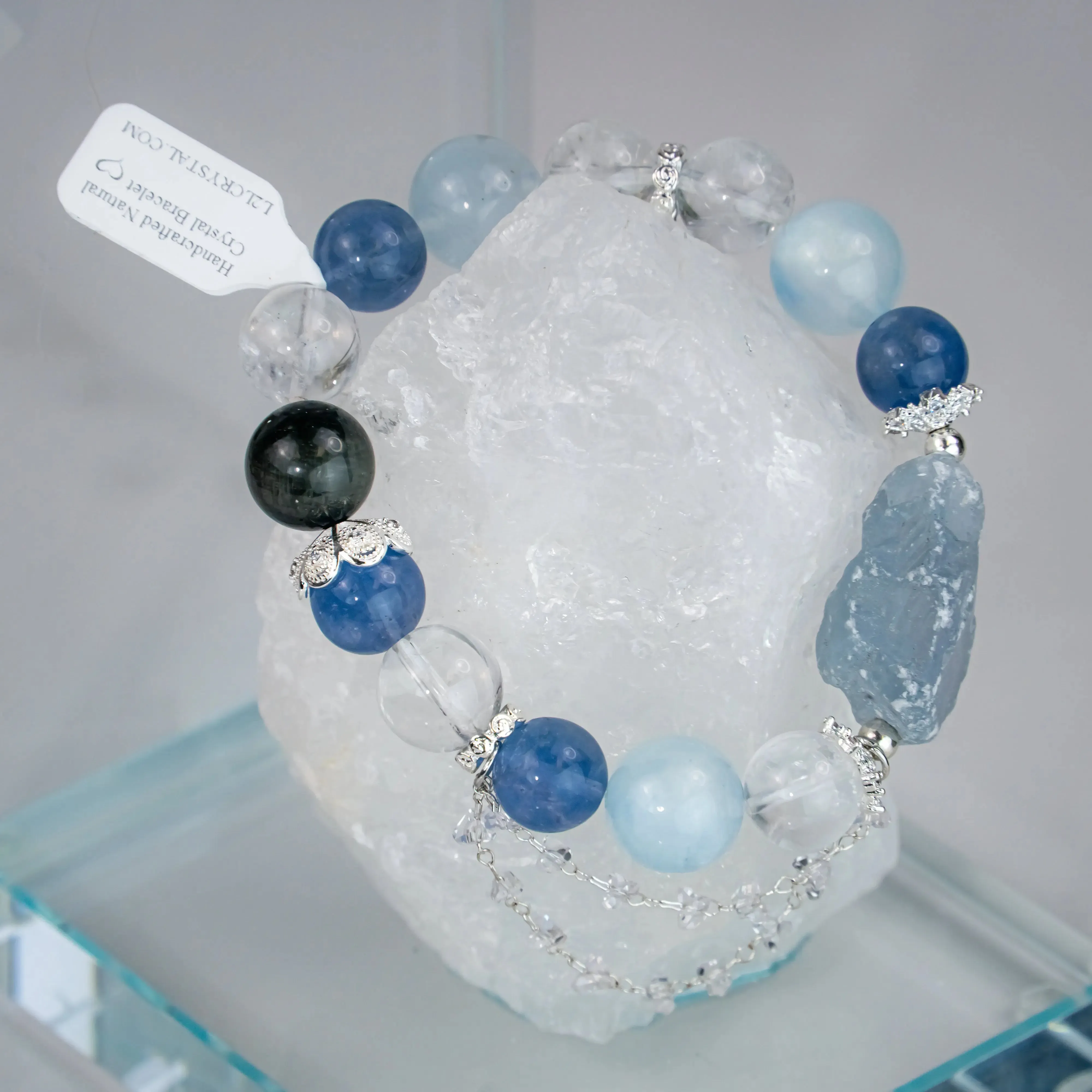Celestite Fluorite Aquamarine Bracelet