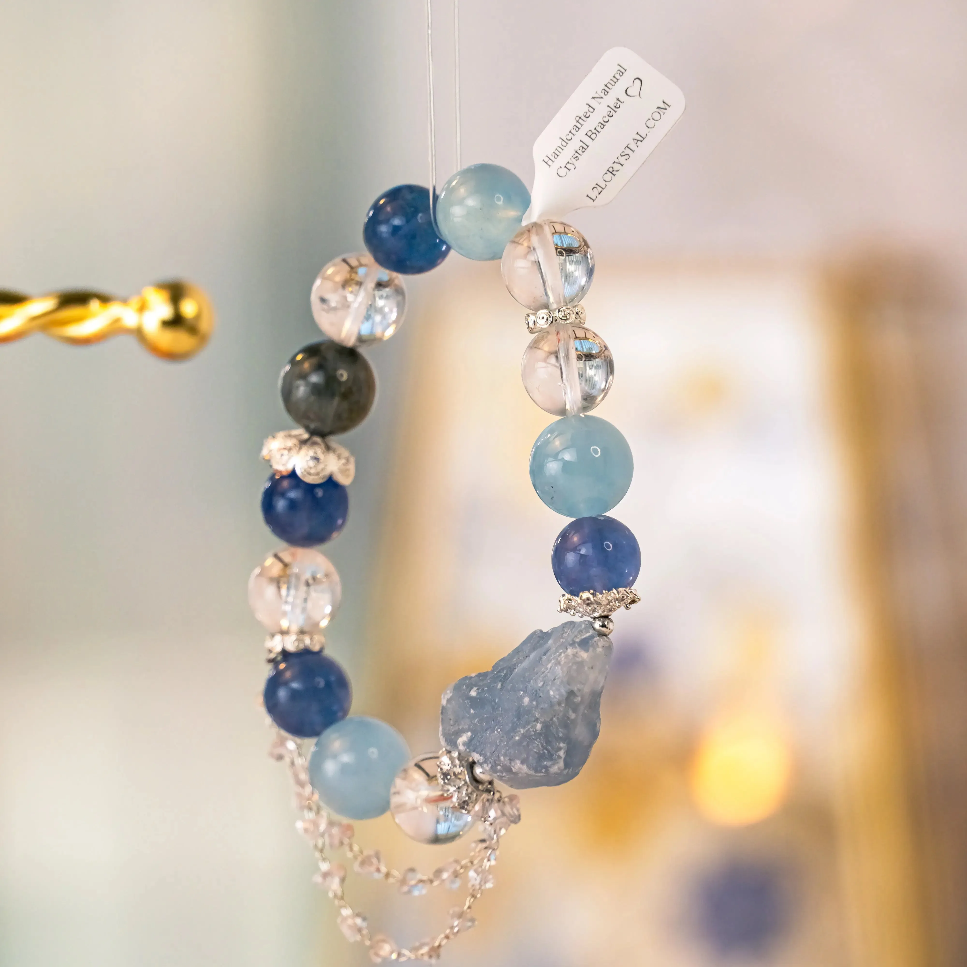 Celestite Fluorite Aquamarine Bracelet