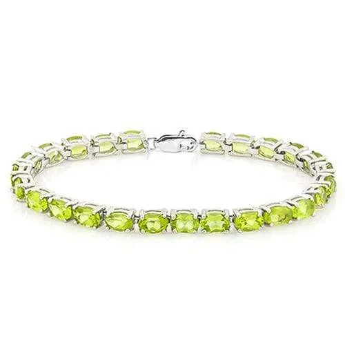 CHARMING !   22CT (26 PCS) OVAL SHAPE PERIDOT   925 STERLING SILVER BRACELET