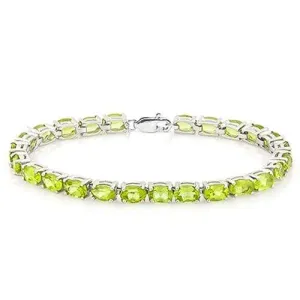 CHARMING !   22CT (26 PCS) OVAL SHAPE PERIDOT   925 STERLING SILVER BRACELET