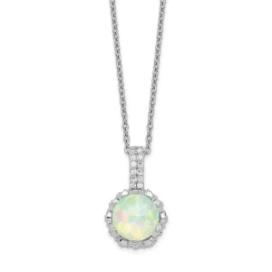 Cheryl M Sterling Silver Cubic Zirconia and White Opal Necklace