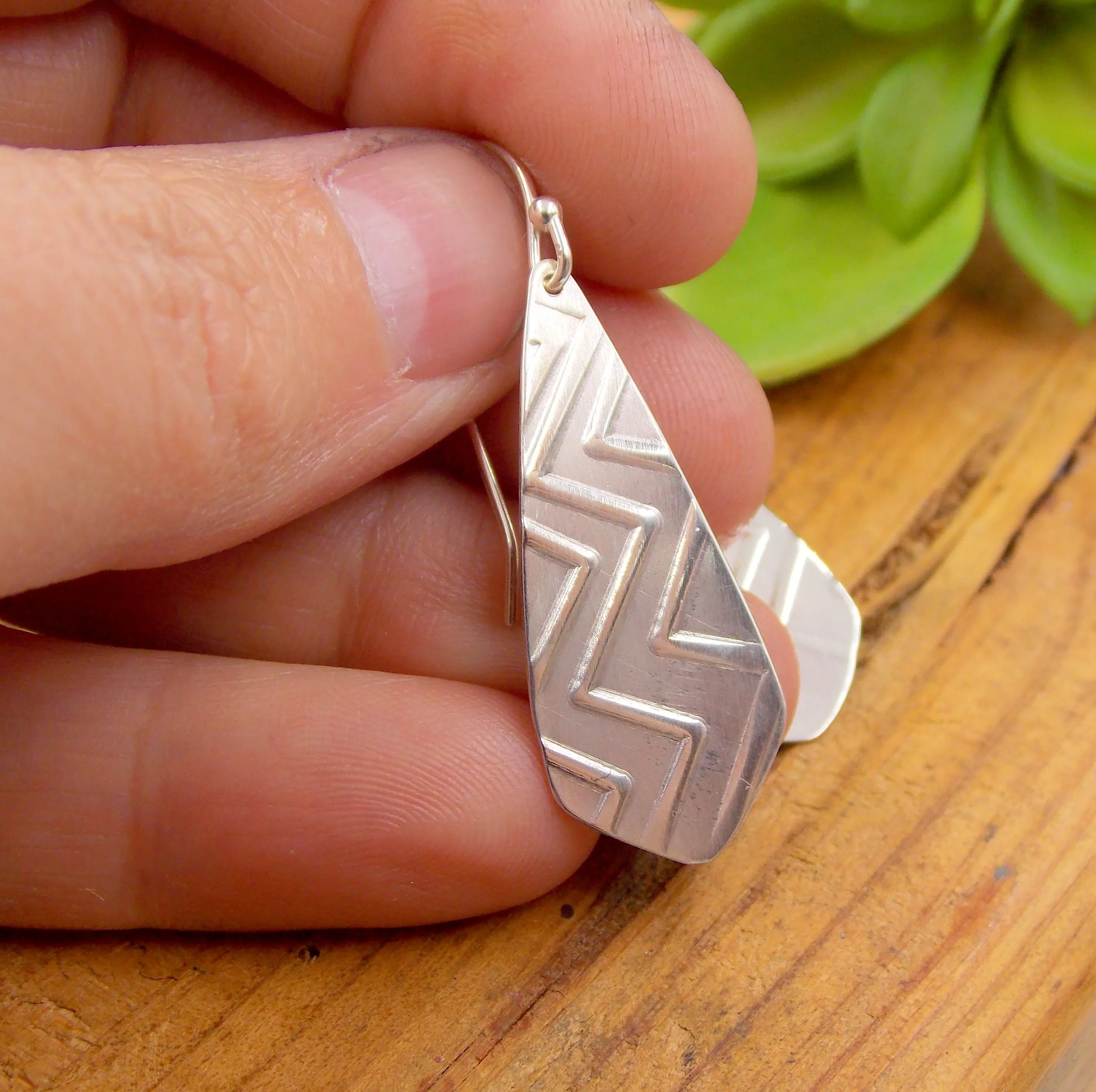 Chevron Zigzag Dangle Earrings: sterling silver
