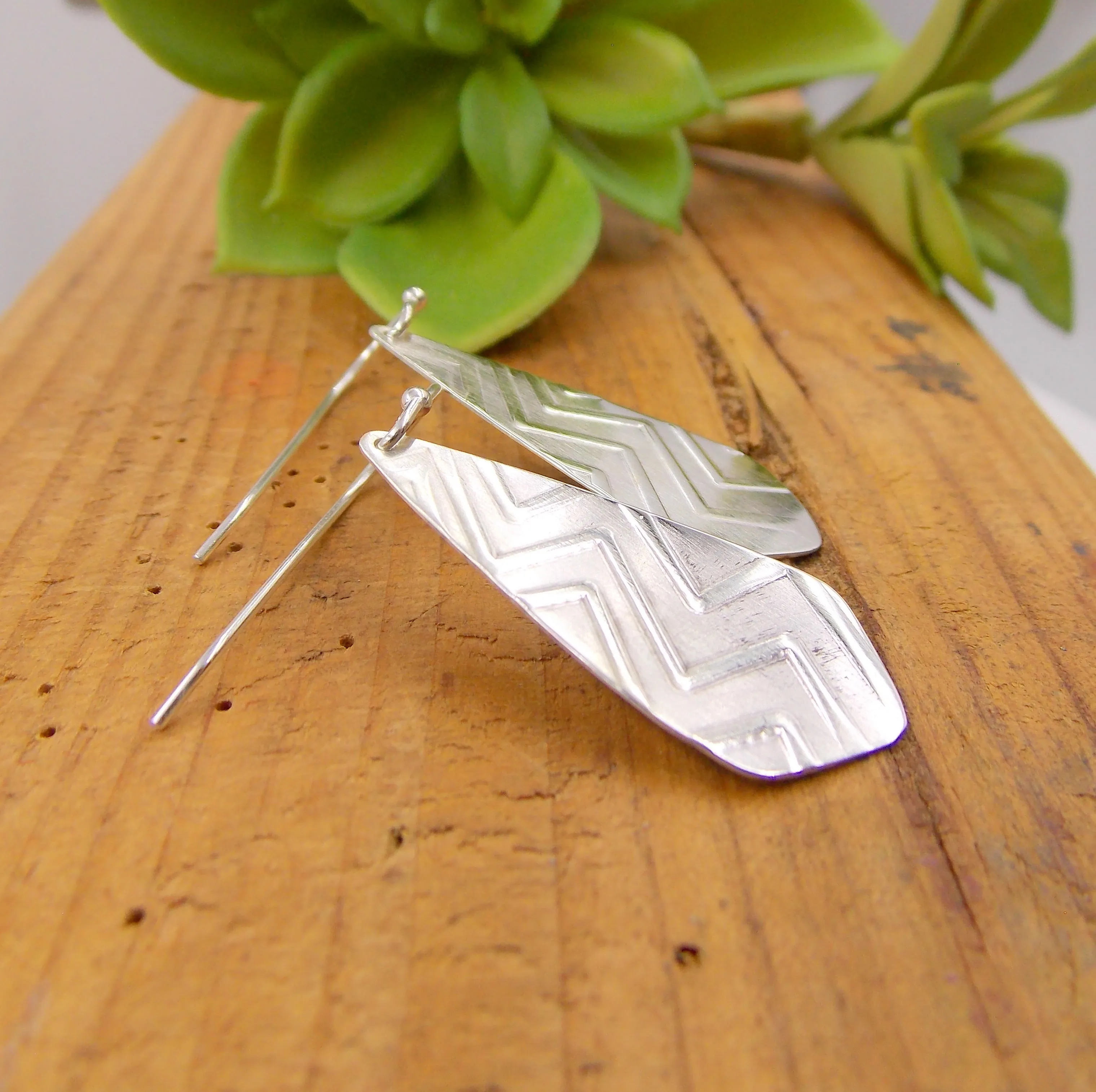 Chevron Zigzag Dangle Earrings: sterling silver