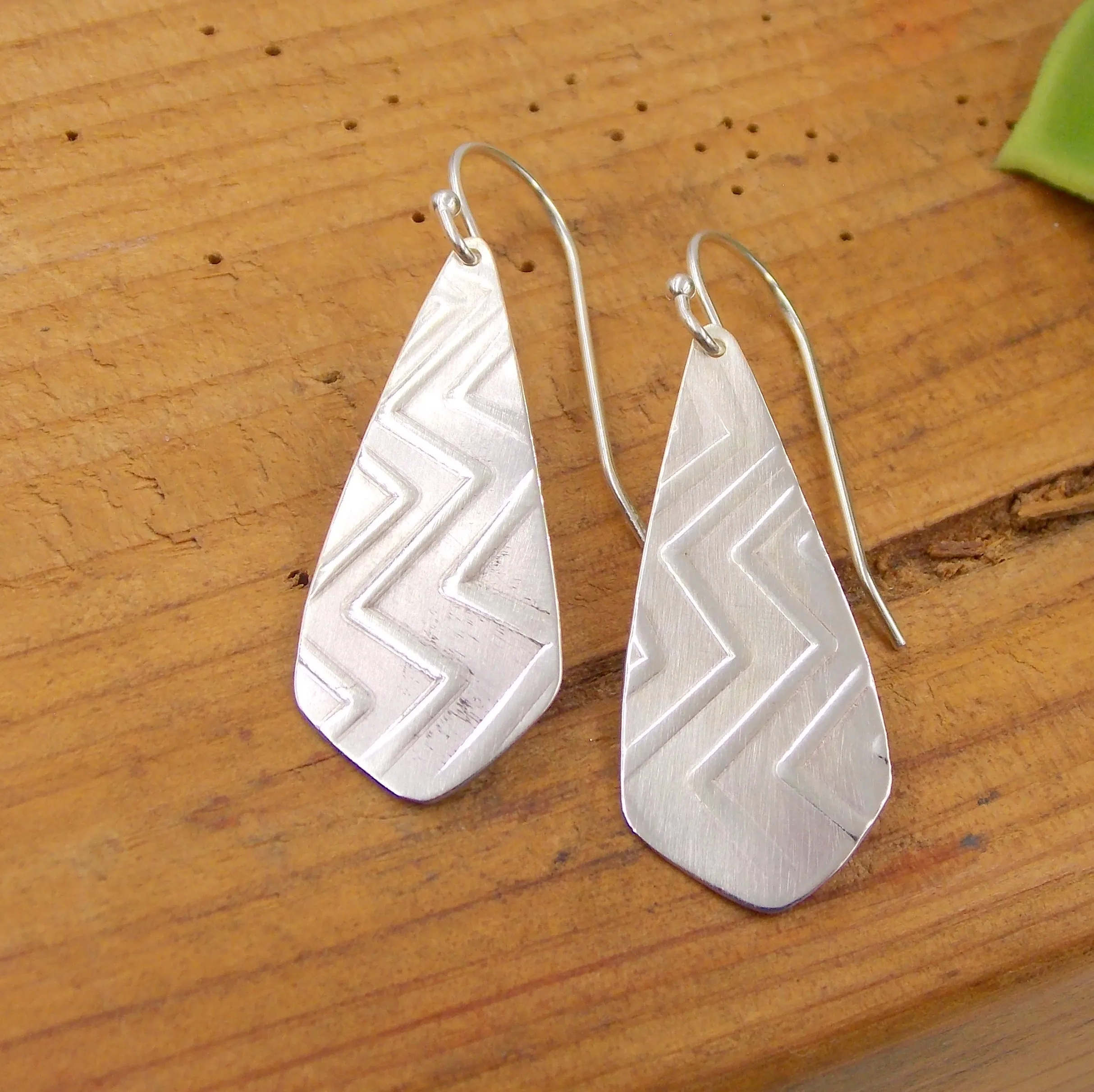Chevron Zigzag Dangle Earrings: sterling silver